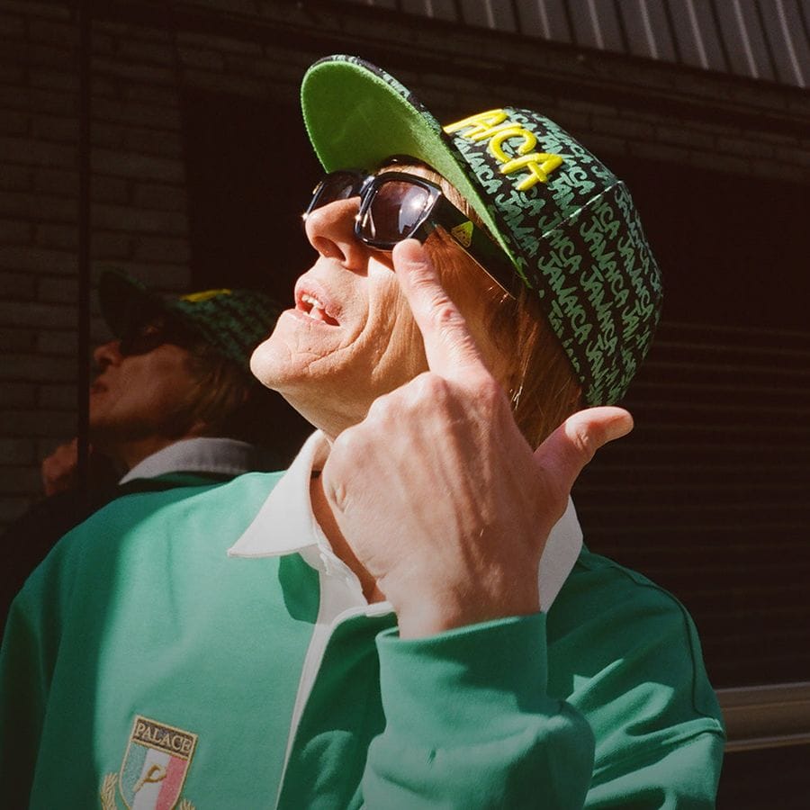 A man in a Palace cap wearing Palace Cutler and Gross sunglasses