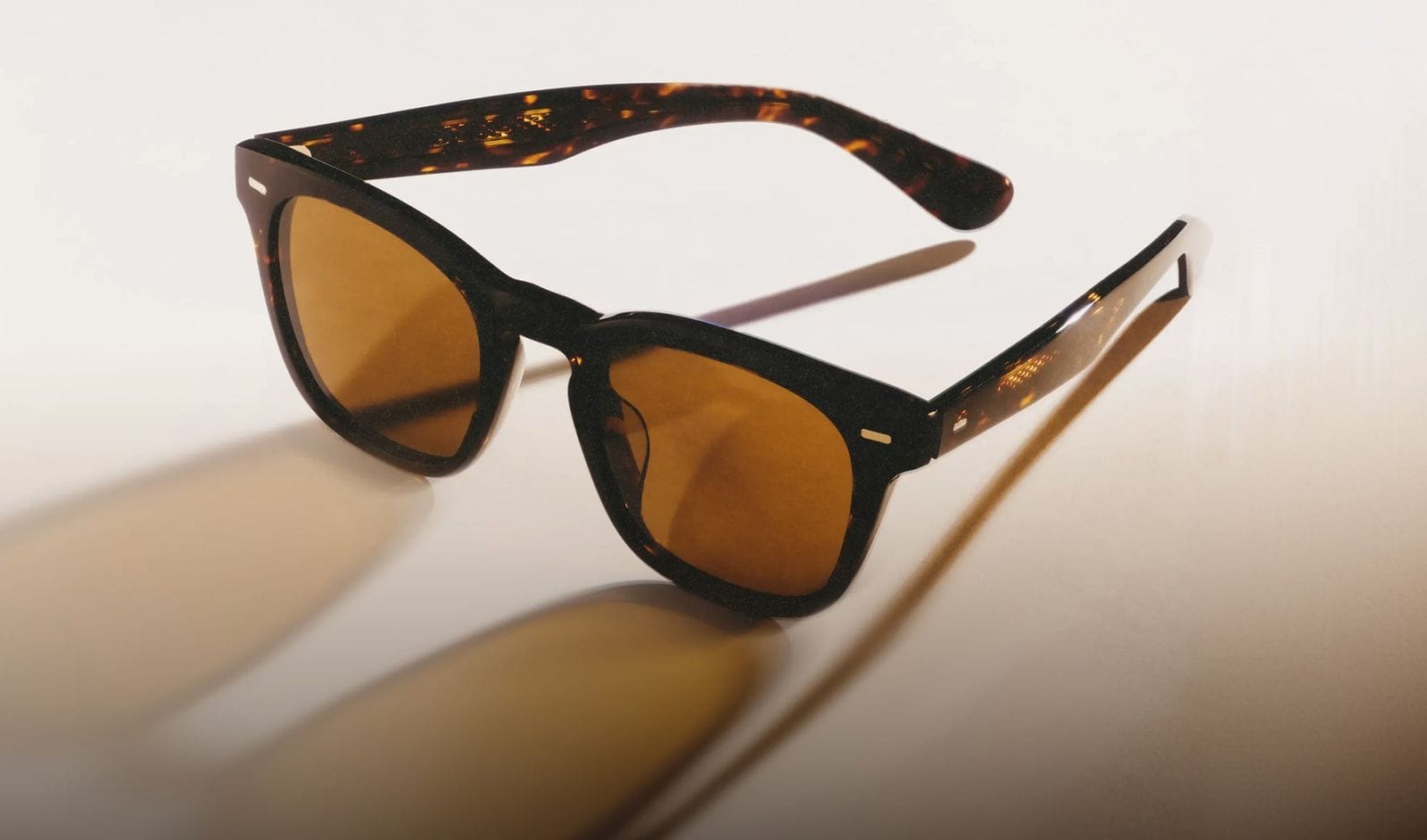 Oliver Peoples sunglasses resting in warm afternoon light