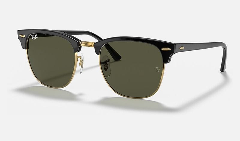 Ray-Ban Clubmaster Classic RB3016 in Black on Gold, G-15 Green