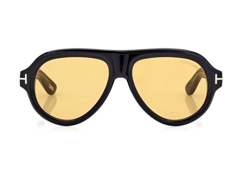 Tom Ford Icon Pilot Sunglasses in shiny black / brown