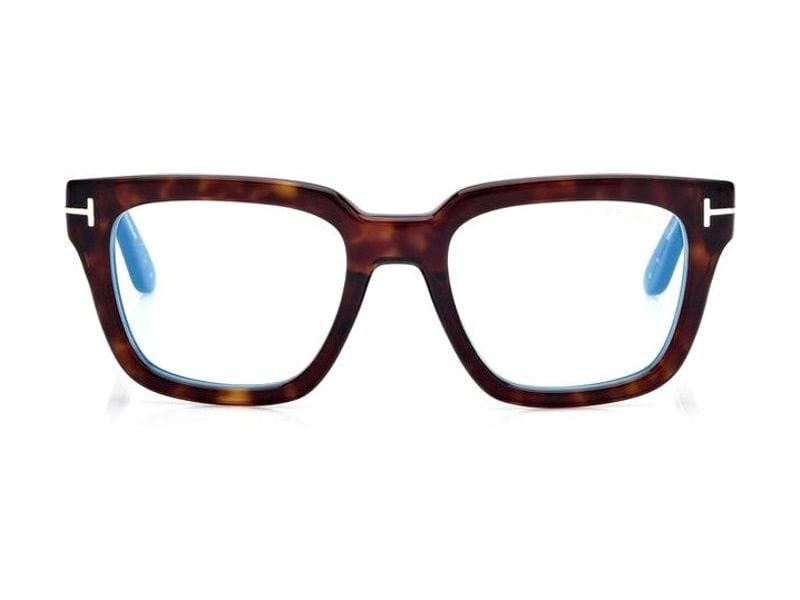 Tom Ford Icon Blue Block Square Opticals in dark havana