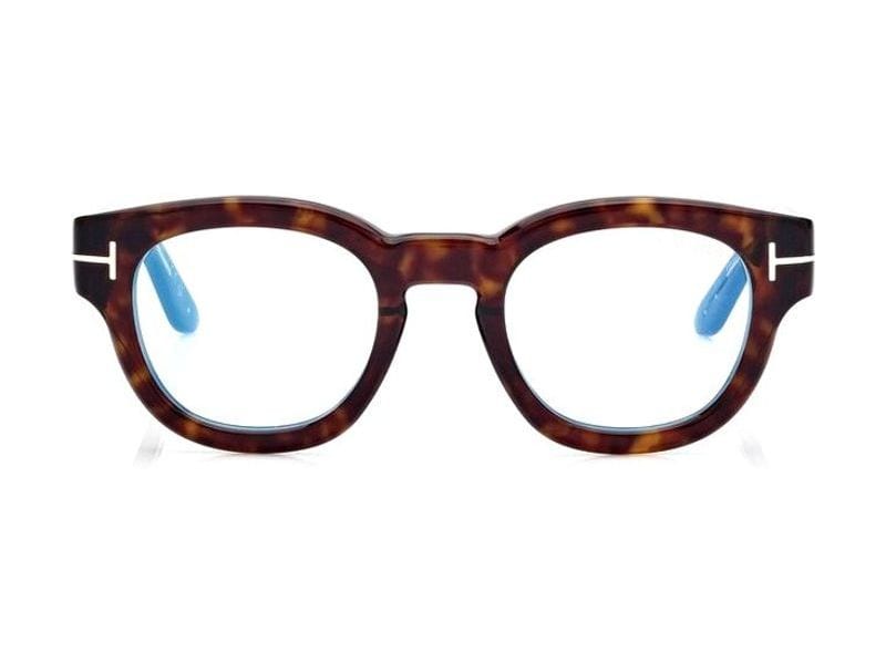Tom Ford Icon Blue Block Round Opticals in dark havana