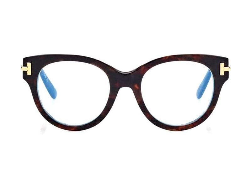 Tom Ford Icon Blue Block Round Opticals in light havana