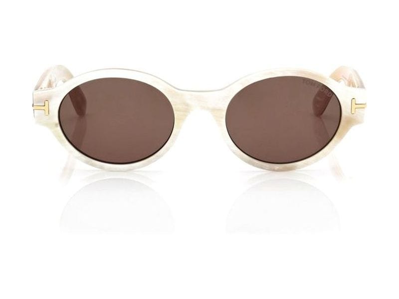 Tom Ford Oval Horn Sunglasses in coloured horn / green