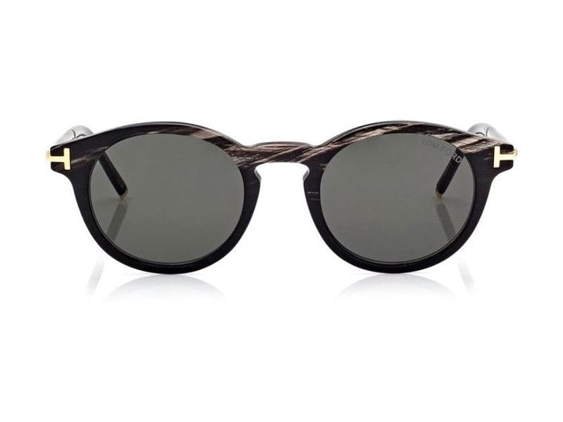 Tom Ford Round Horn and Titanium Sunglasses in black horn