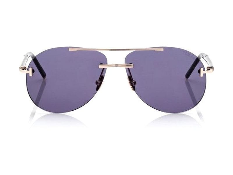 Tom Ford Navigator Titanium Sunglasses in rose gold / blue