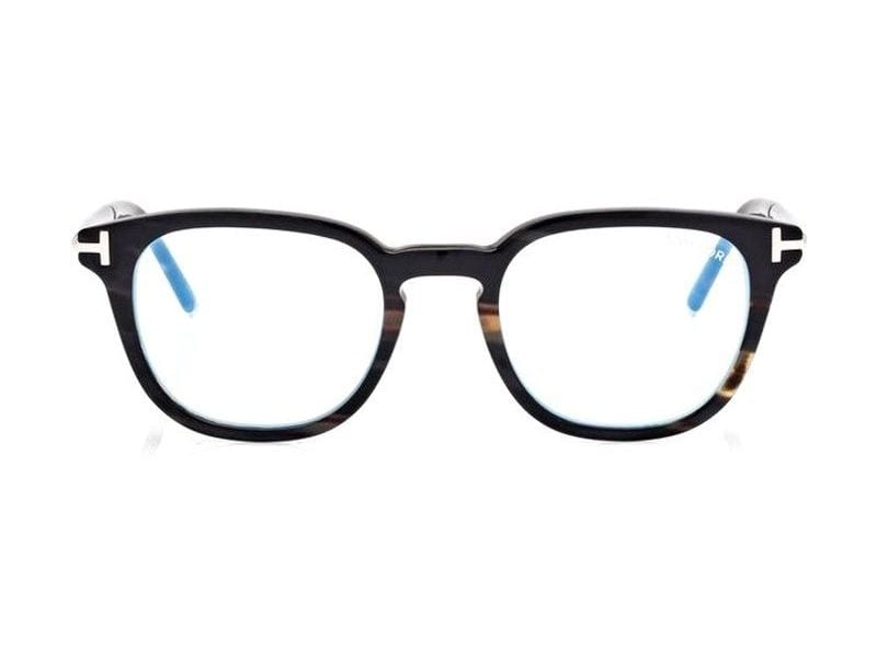 Tom Ford Horn Square Blue Block Opticals in green horn