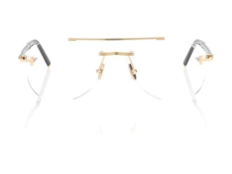 Tom Ford Navigator Titanium Blue Block Opticals in gold