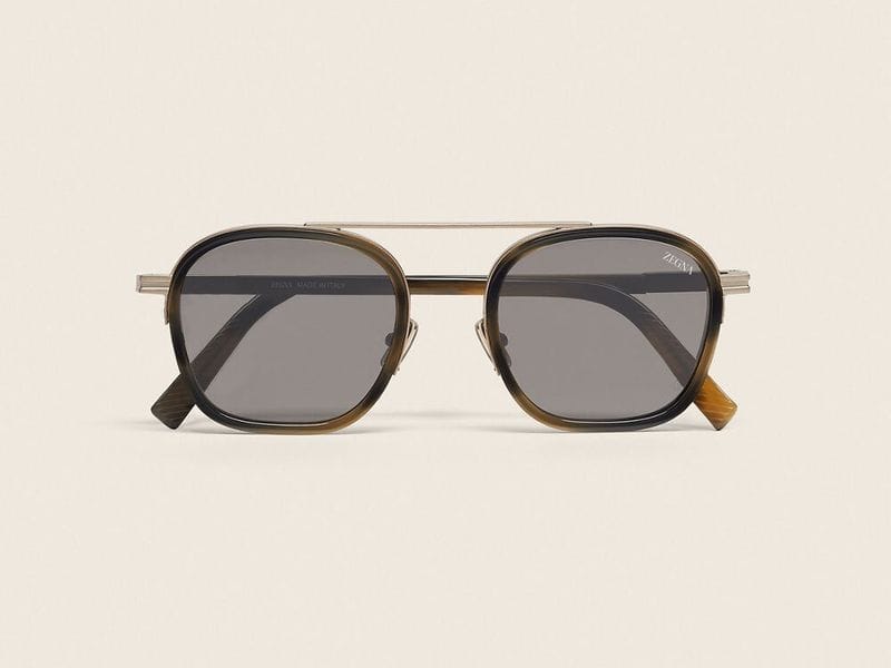 Zegna Orizzonte I Acetate and Metal sunglasses in Khaki Green Havana