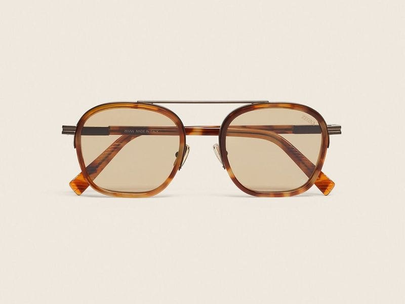 Zegna Orizzonte I Acetate and Metal sunglasses in Havana Brown
