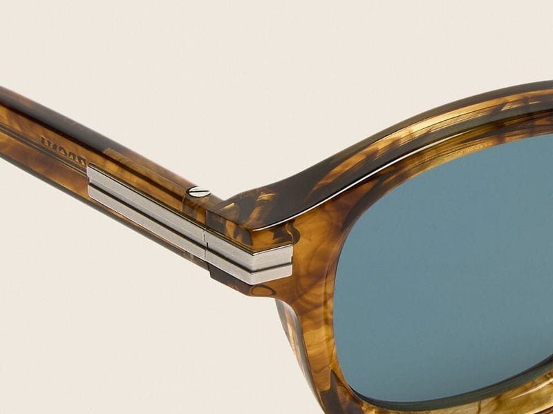 Zegna Aurora I Acetate sunglasses in Transparent Havana Brown, close-up of the temple