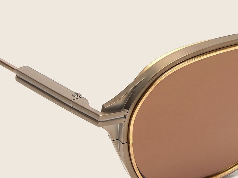Zegna Titanium sunglasses in Light Bronze, close-up of the temple
