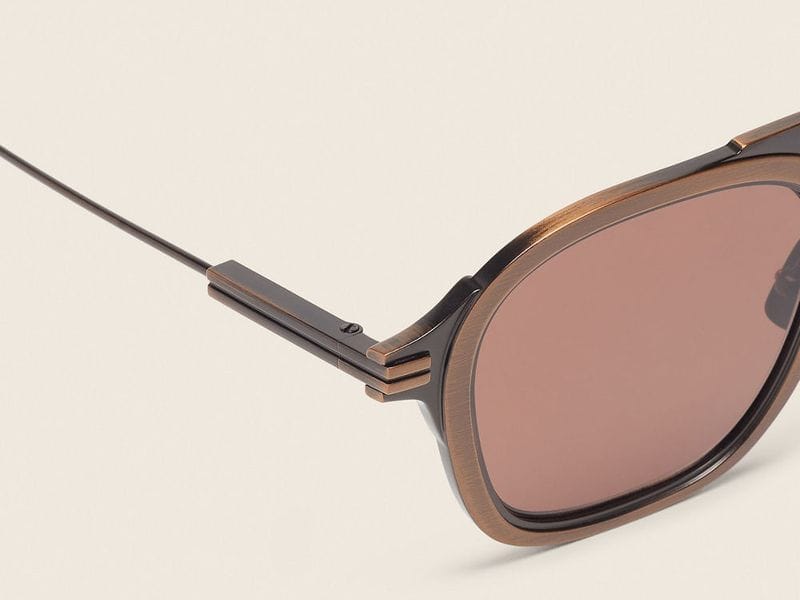 Zegna Orizzonte I Titanium sunglasses in Antique Copper, close-up of the temple