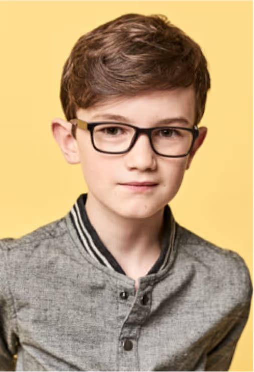 Child trying on glasses