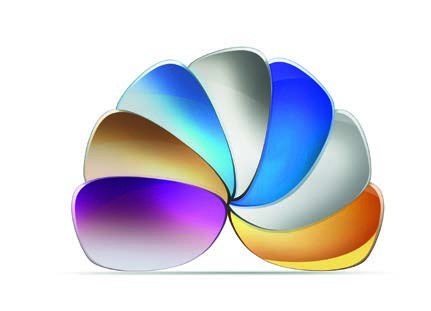 A fan of HOYA mirror lenses in blue, silver, gold and violet